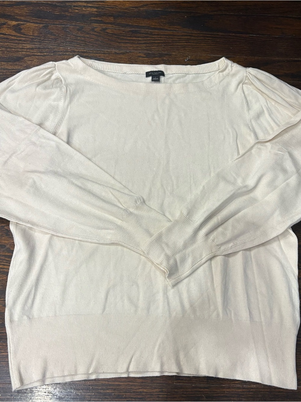 Ann Taylor Cream Scoop Neck Lightweight Sweater